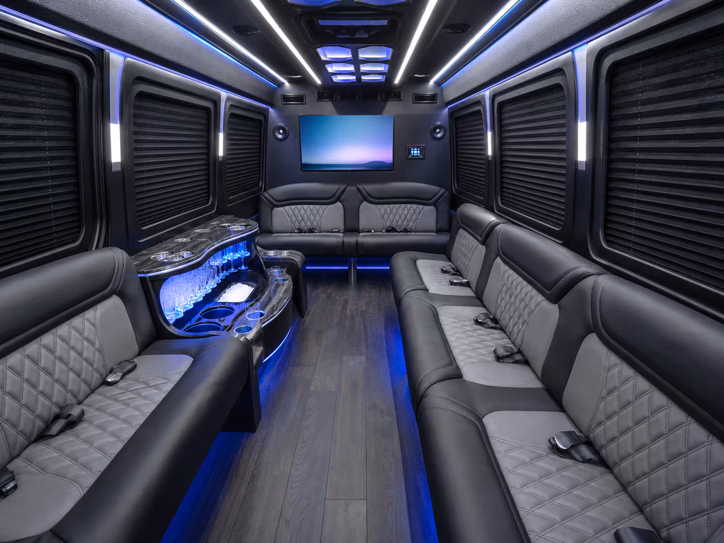 pontiac 20 passenger party bus interior
