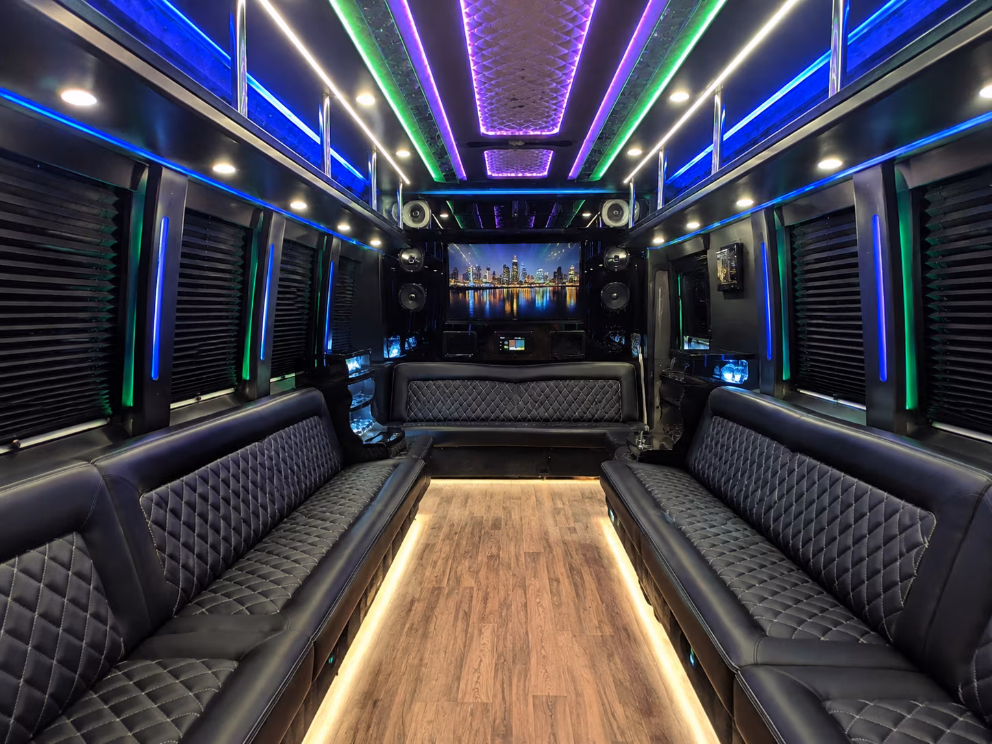 pontiac 25 passenger party bus interior