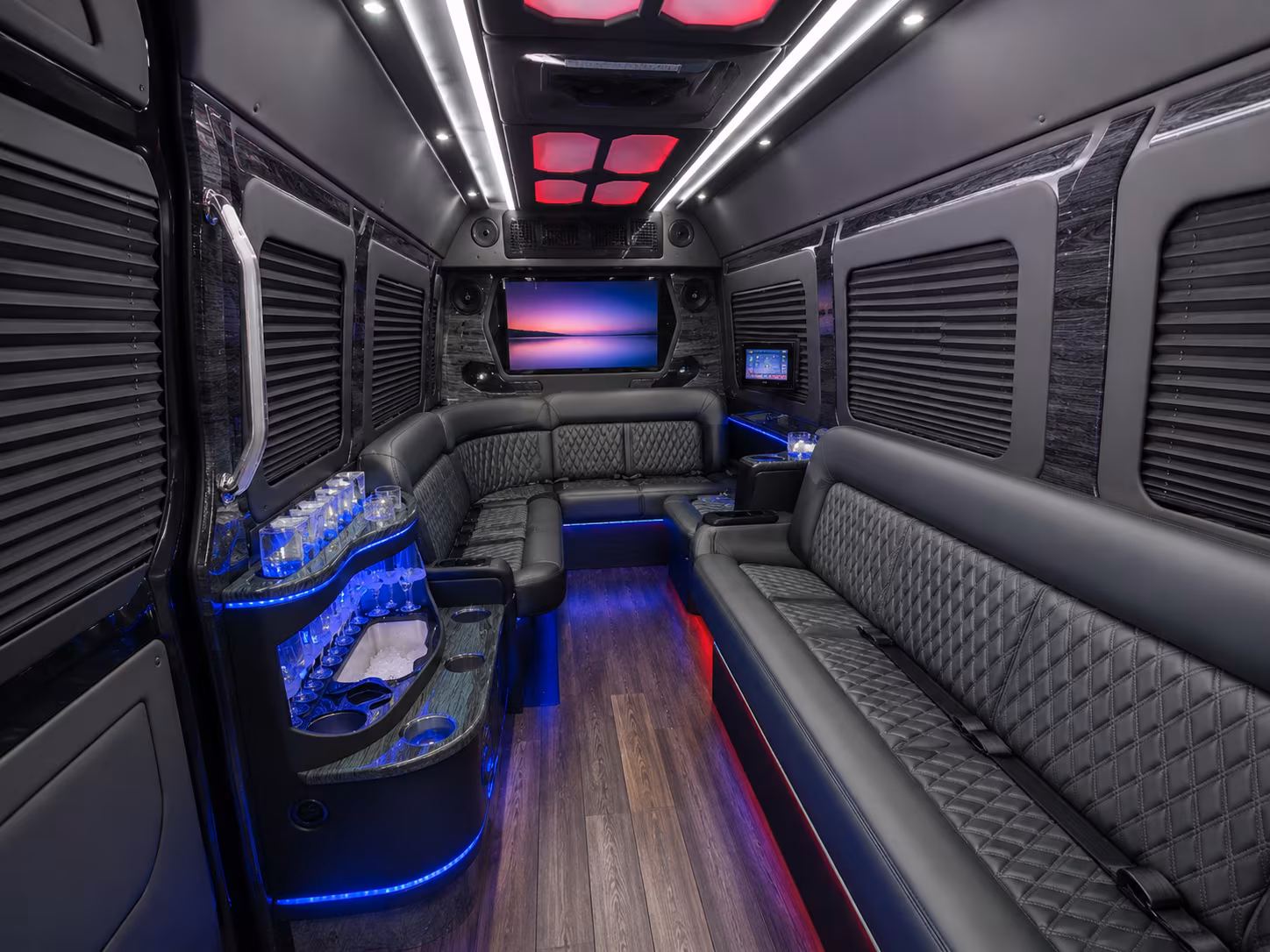 pontiac 30 passenger party bus inside