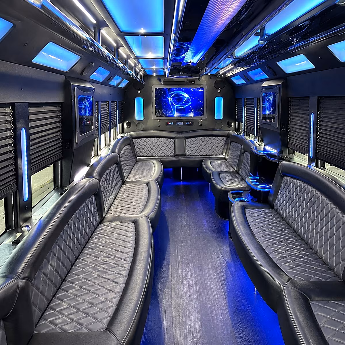 pontiac 50 passenger party bus interior
