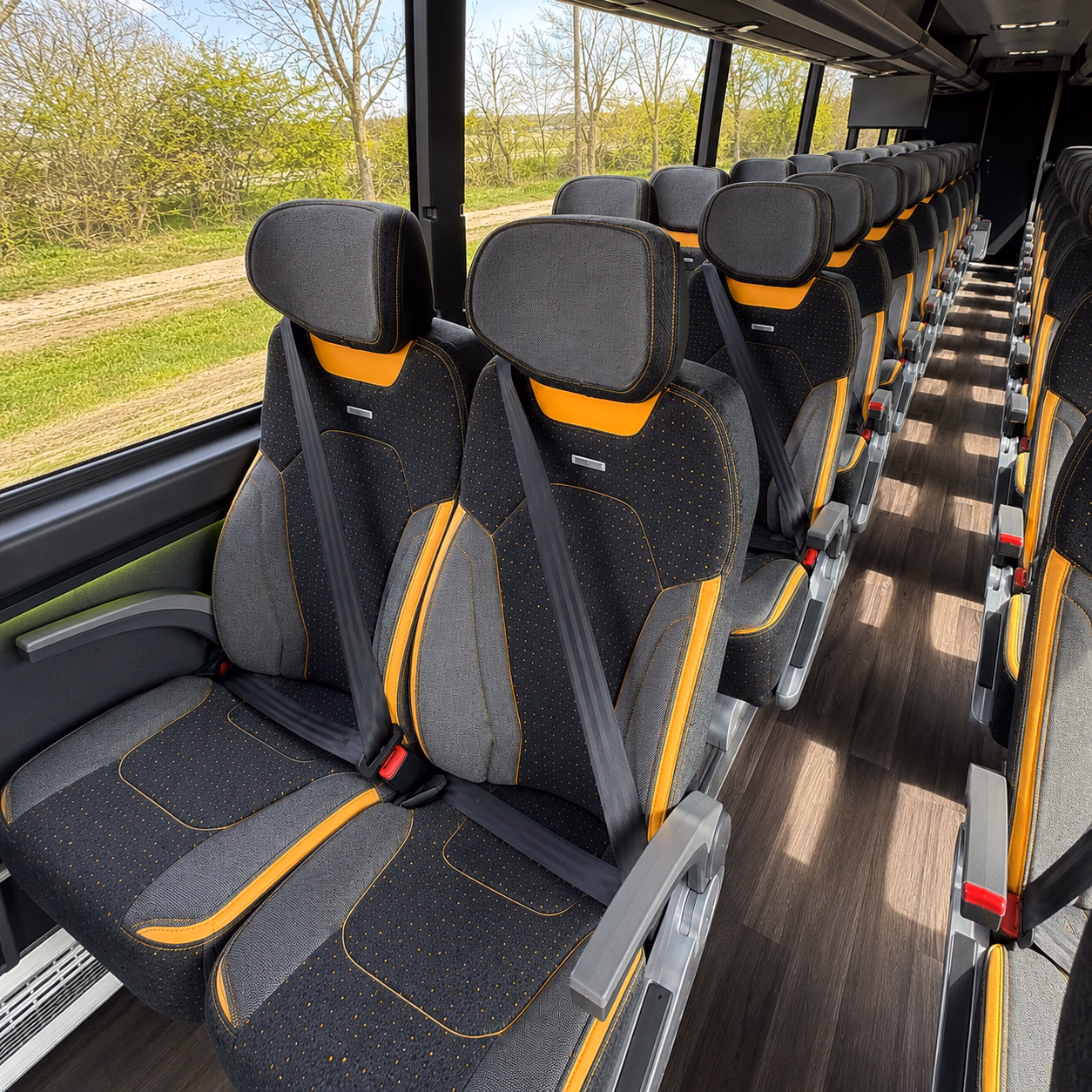 pontiac charter bus rental interior
